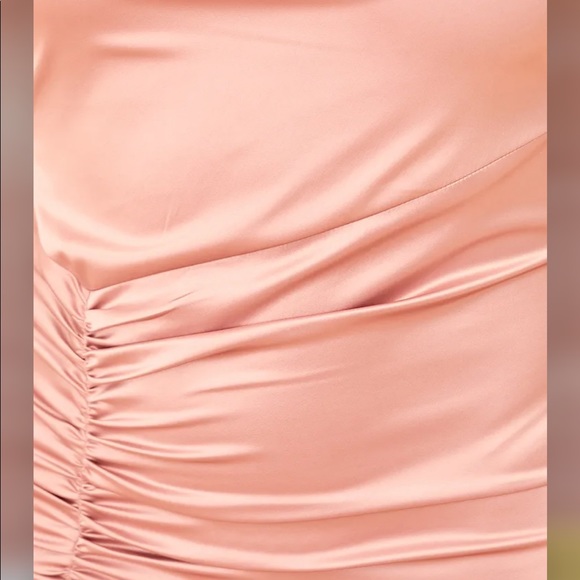 Perfect Occasion Dusty Rose Satin Ruched Midi Dress - Picture 4 of 5